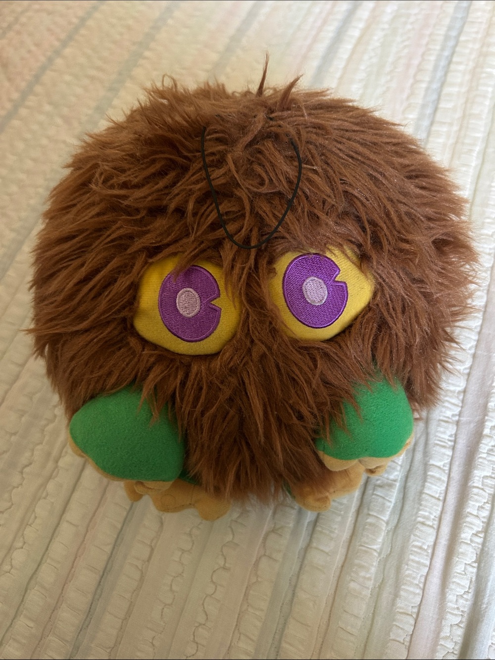 Plush Fuzzy Brown Monster Pillow with Green Feet